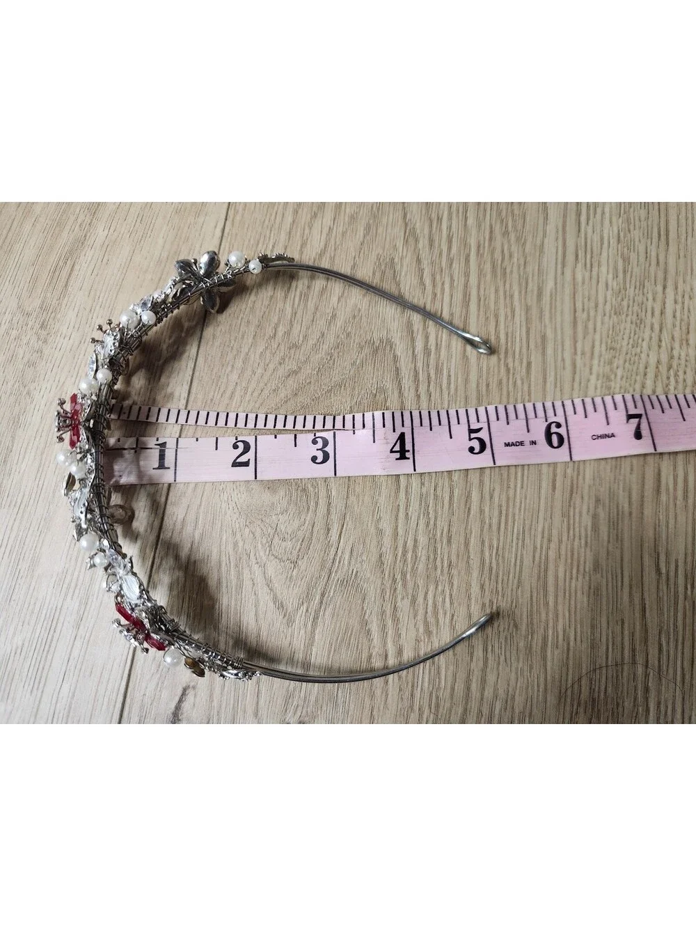 VTG Davids Bridal Wedding Prom Crystal Tiara Rhodium Pearl Apple Stone Flowers